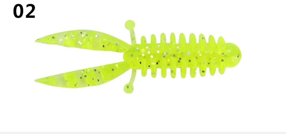 Angel köder weicher Köder künstliche Pop Mini Garnelen 5,5 cm/1,1g Wurm Maden lockt Schraub klemme Schwänze Los 10 Stück – Detail 5