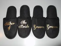 GOLD black Groomsmen groom bestsman spa slippers wedding birthday Bachelorette party favors company gifts