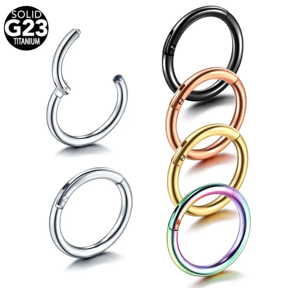 1PC Titanium Seamless Hinged Segment Ear Helix Tragus Ring Hoop Nose Ring Septum Clicker Lip Eyebrow Nipple Piercing Jewelry 18G