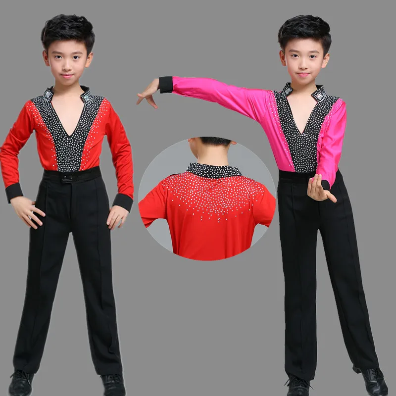 latin dancing tango mens kids morden shirt lace long sleeve dance shirts for boys dance wear ballroom ragazzo costumes children