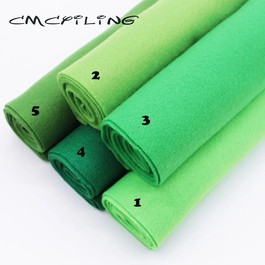 Green Series Smooth/High Density Soft Felt Fabric For Needlework DIY Sewing Dolls Crafts , Non-woven  Cloth 45*110CM