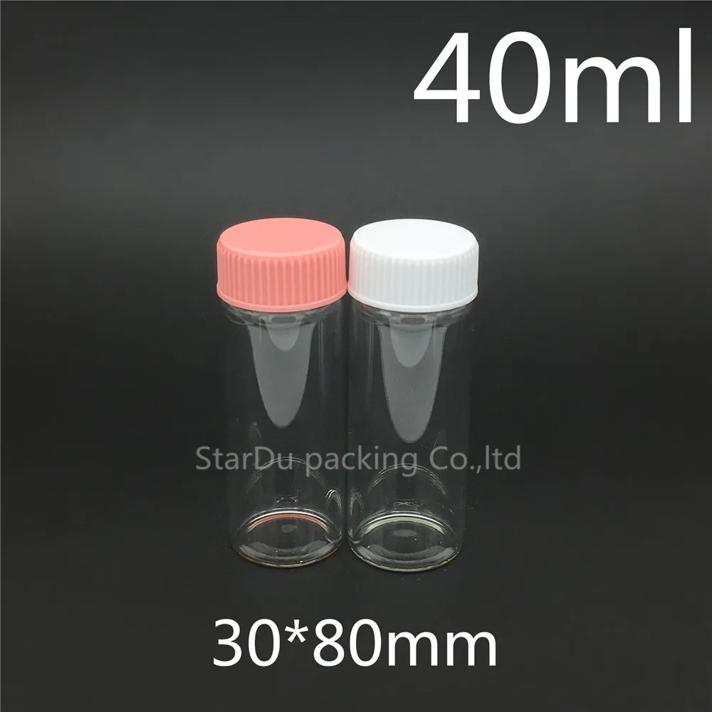 

Free Shipping 500pcs 30*80mm 40ml Screw Neck Glass Bottle With Plastic Cap For Vinegar Or alcohol,carft/storage Candy Bottle