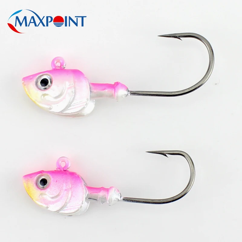 Soft Baits Jig Head 20g 26g Inshore Seabass Fishing Hooks Colors Jig Head with 3D eyes Fishing Lures Swimbait Jigs 2pcs/pk