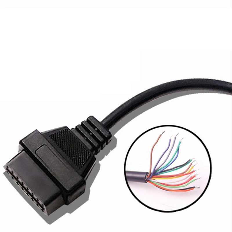 10pcs/Lot OBD2 16Pin Female Connector Diagnostic Transfer Adapter Opening Cable OBD II OBD 2 16 Pin 30CM Female Extension Cable