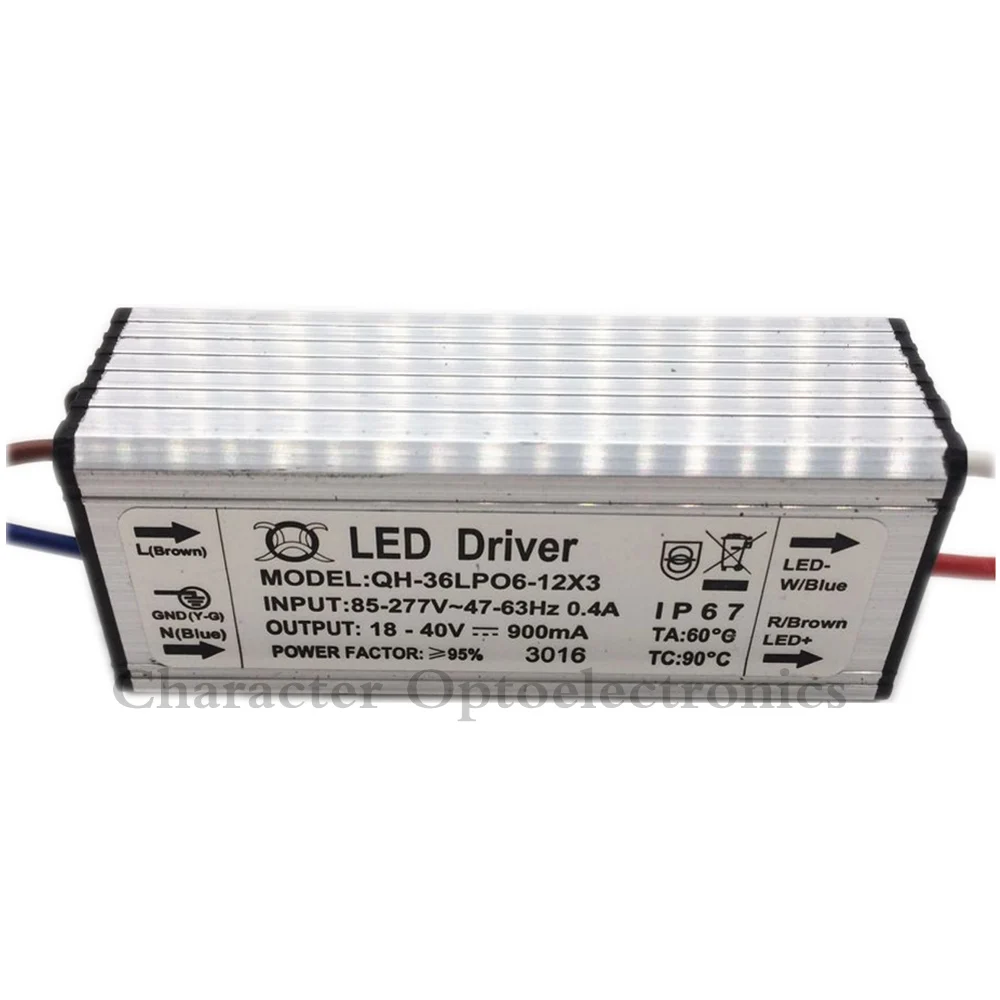 10pcs/lot 6-12x3W DC18-40V 900mA 220V LED Driver 18w 30w 36w Power Supply IP67 Waterproof Constant Current Driver For FloodLight