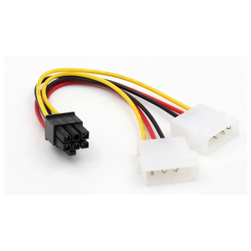 Dual 4 Pin Molex IDE to 6 Pin PCI-E Graphic Card Y Power Cable Adapter cord new