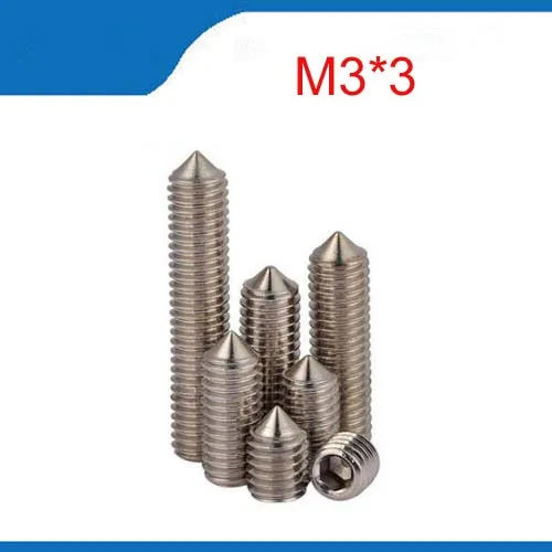 Free shipping high 304 Stainless Steel Tip Head Inner Six Angle Set Screws M3*3