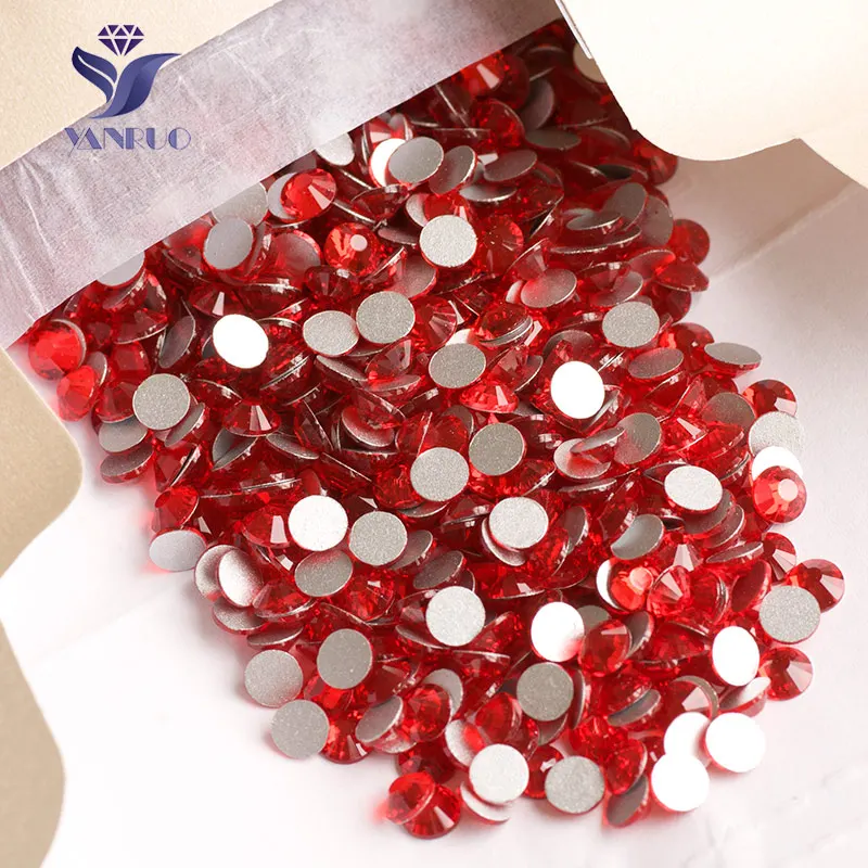 YANRUO 2058NoHF SS16-SS20 Red Light Siam Sewing Accessories Flatback Rhinestones Non Hotfix Stones Craft Crystals For Needlework