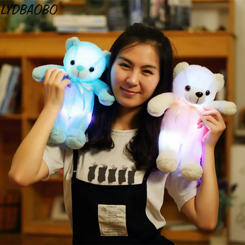 32CM Glowing Bear Luminous Christmas Gift for Creative Light Up LED  Bear Stuffed Animals Plush Toy