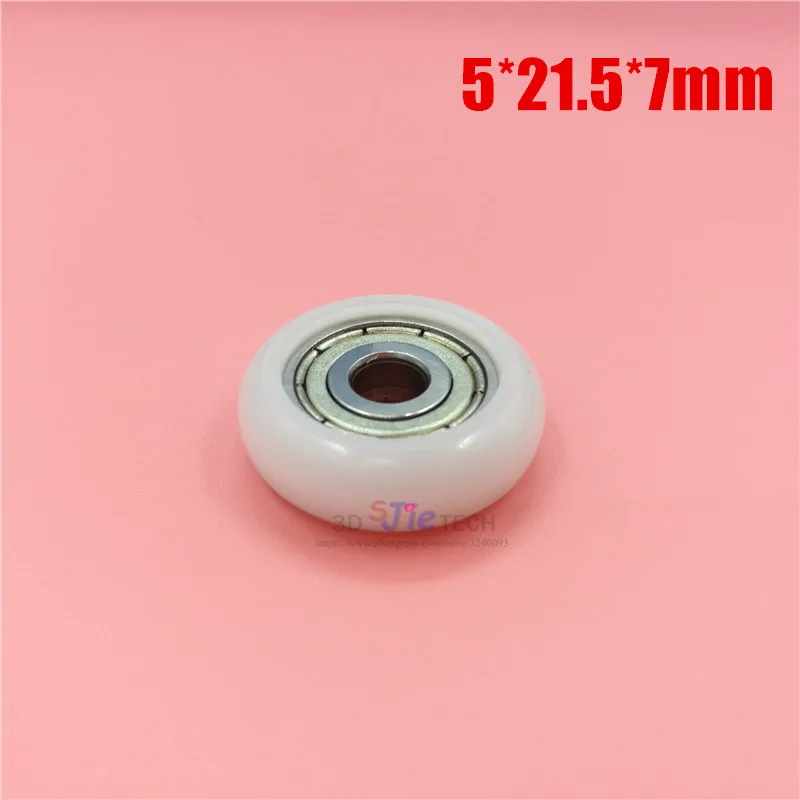 21.5x5x7mm 5*21.5*7mm Delrin R style V wheel kit nylon plastic wheel with 625 bearing black for 2020 aluminum Kossel 3D printer