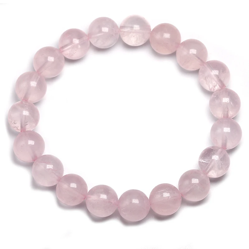 Natural Smooth Rose Quartz Energy Natural Stone Strench Bracelet Elastic Fine Jewelry Beads Lovers Women Handmade Gift