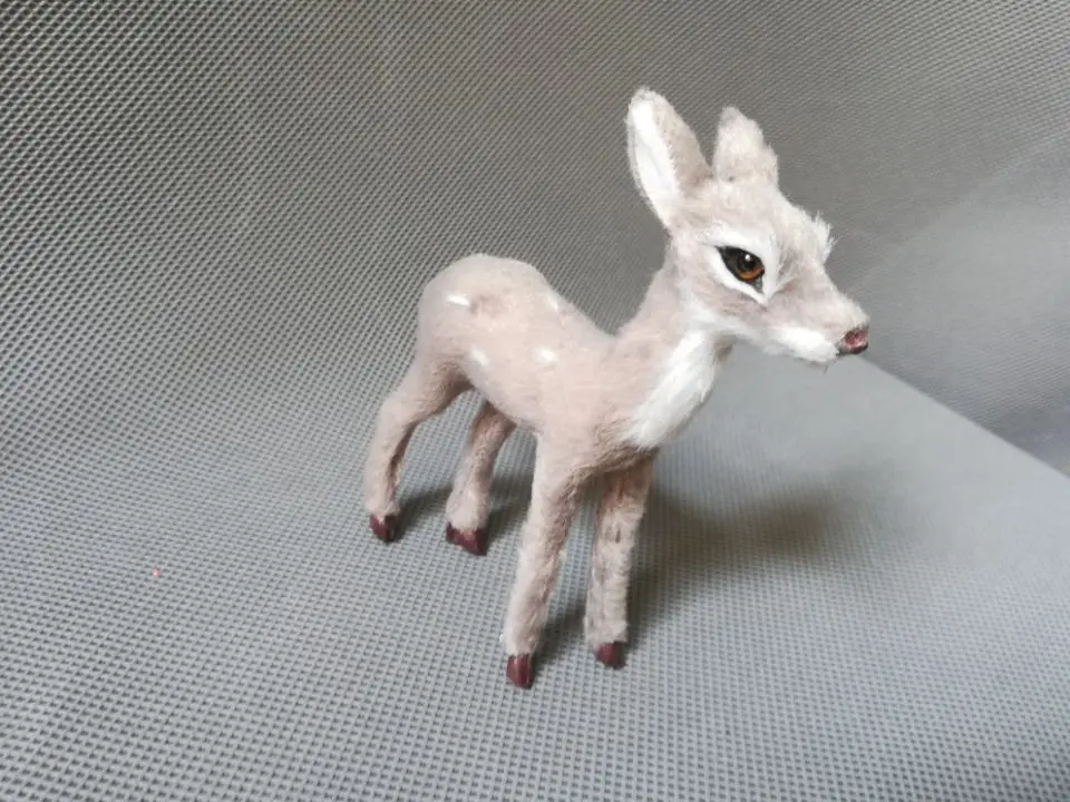 simulation gray deer hard model mini 10x8cm polyethylene&furs sika deer ,home decoration gift s1088