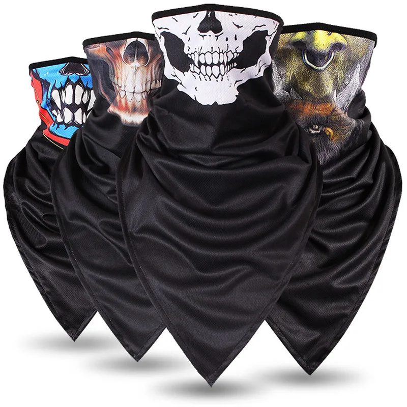 2024 Popular Skull Bandana Unisex Scarf Motorcycle Multifunctional Face Mask Triangle Magic Scarf Windproof Dustproof Scarf Mask