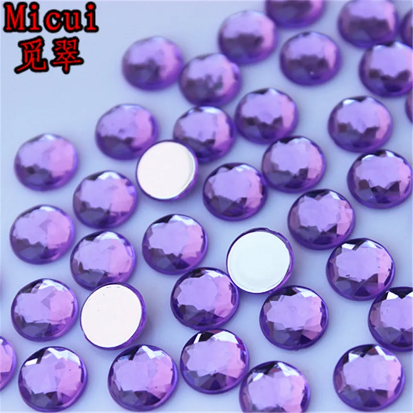 Micui 100pcs 8mm Round Chamfer Acrylic Crystal and Stones Flat Back Rhinestone No Hole For Clothing Craft DIY MC750