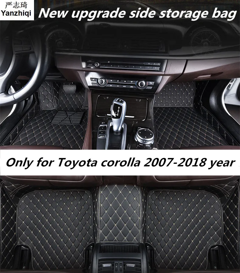 

Upgrade leather car floor mats for Toyota corolla 2007-2014 2015 2016 2017 2018 Custom auto foot Pads automobile carpet cover