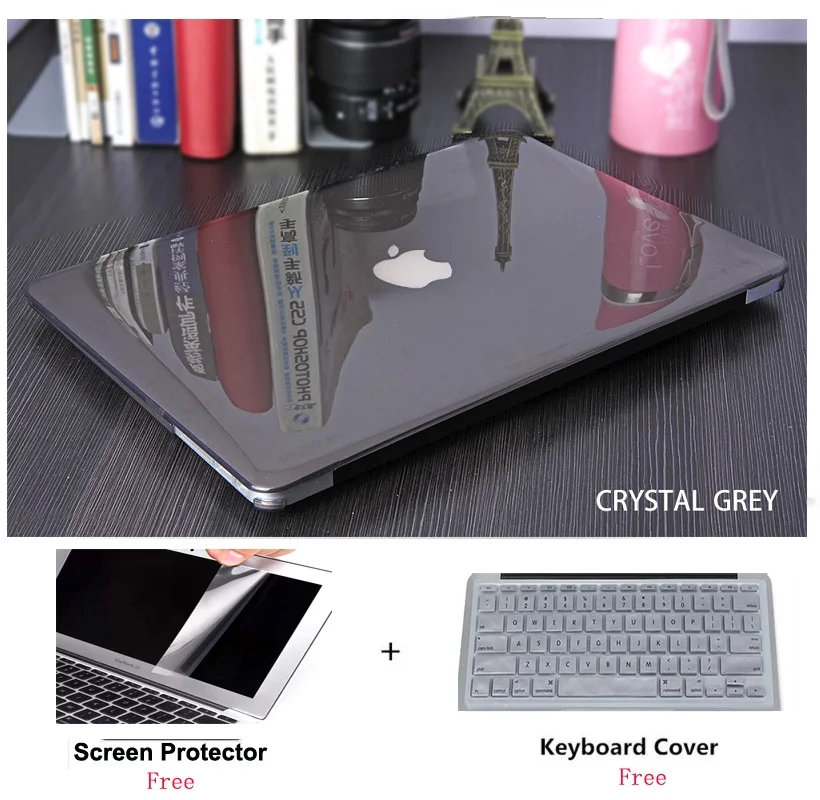 Crystal Laptop Hard Case+Screen Protector (Gift)+Keyboard Cover (Gift) For Macbook Pro Air 11 12 13 15 inch with/out Touch Bar