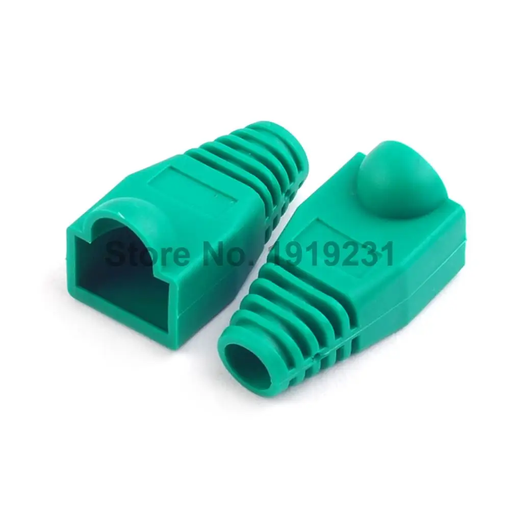 50PCS RJ45 Connector Caps cat5 cat5e cat6 Multicolour Sheath Protective Sleeve for Network Connectors Ethernet Cable Green