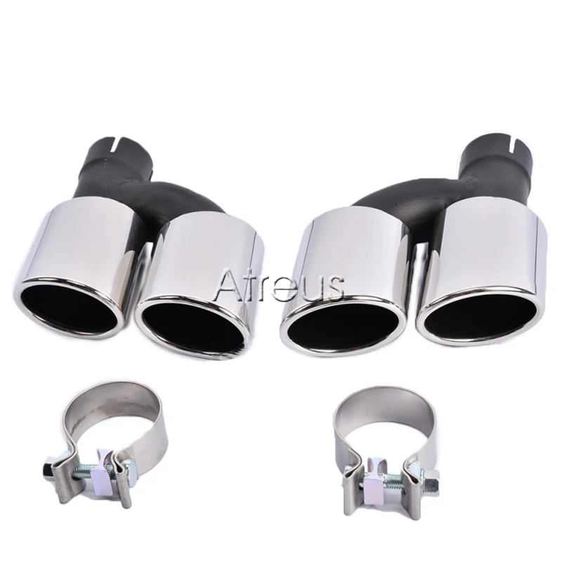 1Set Car Exhaust Tips Muffler Pipe With Rear Bumper Diffuser For Audi A6 C7 Accessories 4-door Sedan 2012 2013 2014 2015 2016