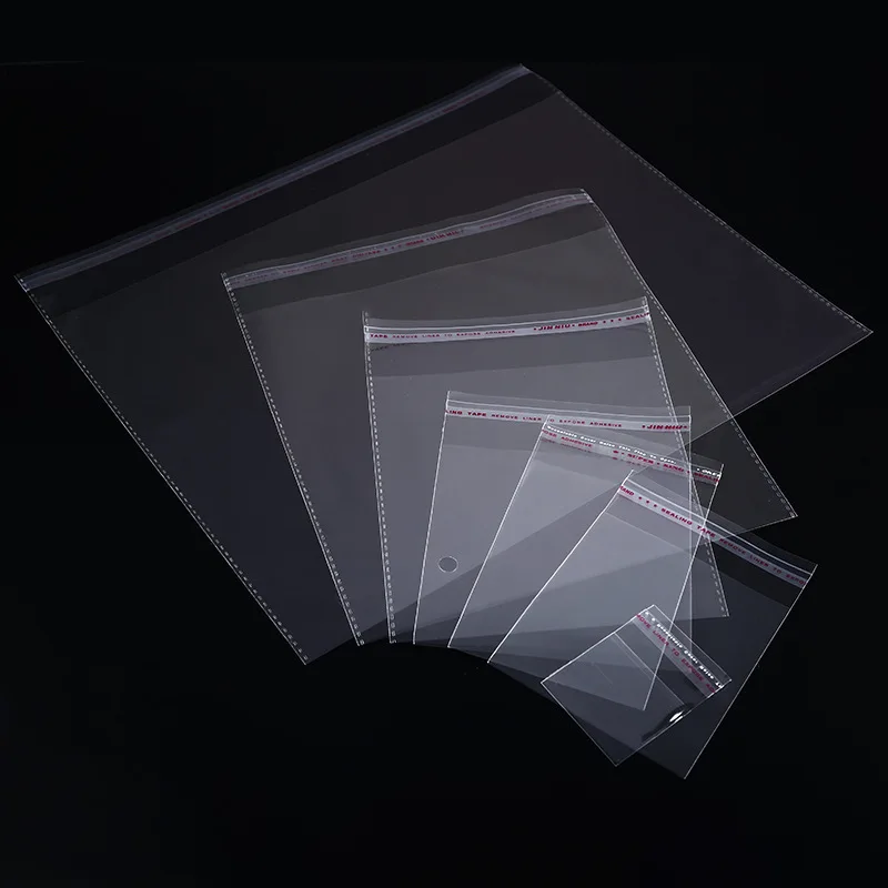 Rongho 200pcs 4 Sizes Transparent Self Adhesive Sealed Opp Plastic Pouch Sachet Gift Bag For Jewelry Wedding Party Beads Packing