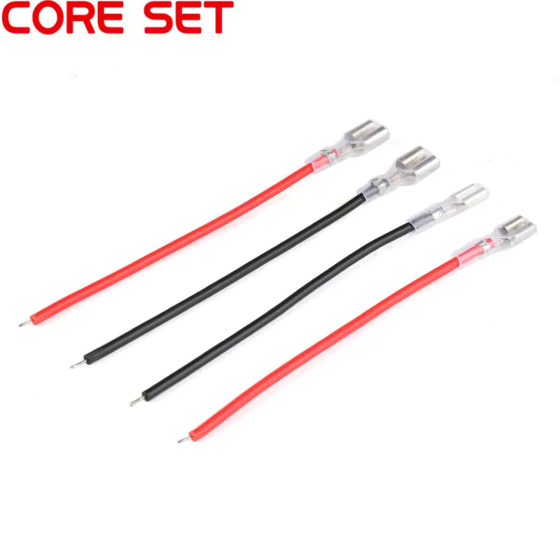 5Pcs 4.8mm 6.3mm Female Spade Crimp Terminals Wire Connector 20CM 22AWG Red Black