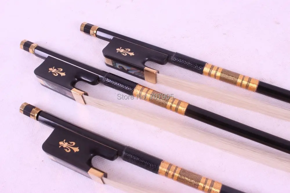 

3 pcs 4/4 Cello Bow black Carbon fiber Round Stick Ebony fro g High Quality New #DT-046