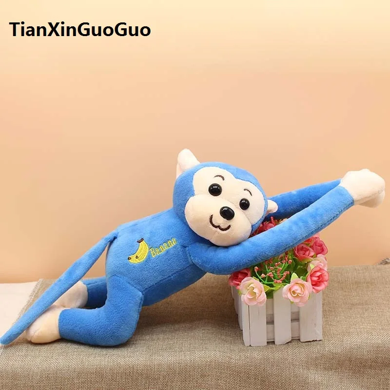 

about 40cm prone monkey plush toy lovely banana blue monkey soft doll baby toy birthday gift w2957