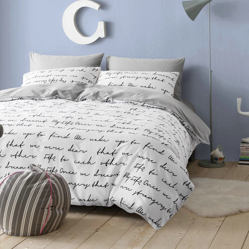 Russia Spain Bedding Set Netherlands France Europe Queen King Single Duvet Cover Set  Bed Linen Set Black Gray BedClothes Letter