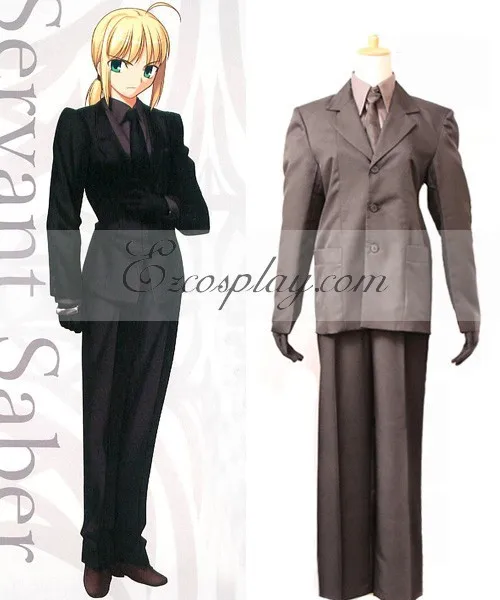 

FateZero Saber Black Suit Cosplay Costume E001