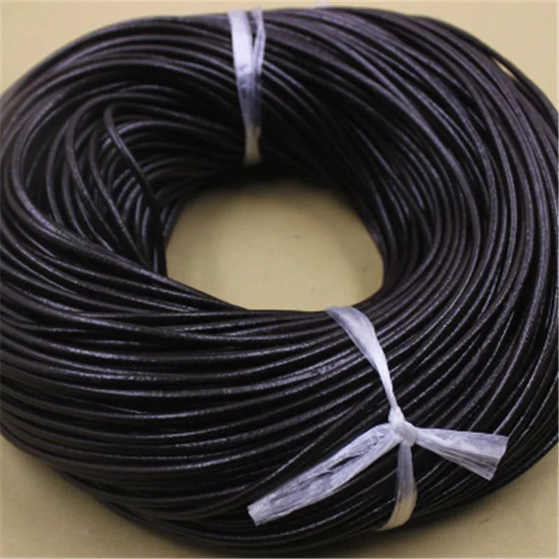 2m/lot 1mm 2mm 3mm 4mm 5mm 6mm 8mm Round Black Genuine Cow Leather Cord Necklace Findings Leather Rope String Jewelry Making