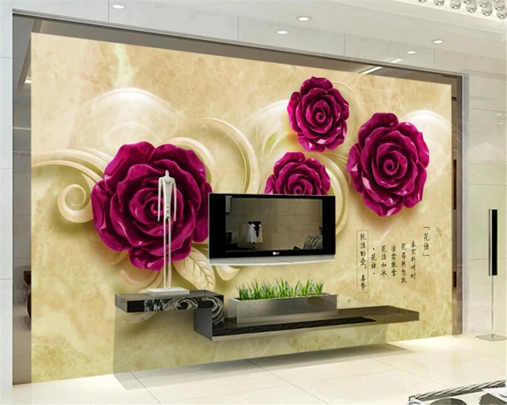 

Beibehang 3d wallpapers reliefs rose flower marble marble background wall living room bedroom background murals papel de parede