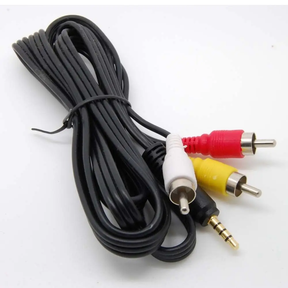 Mini 3.5 มม.ถึง 3 RCA AV A/V ทีวีวิดีโอสายไฟ MP3 MP4 PMP Media Player สเตอริโอวิดีโอ AV TV IPOD IPHONE เอาต์พุต TV