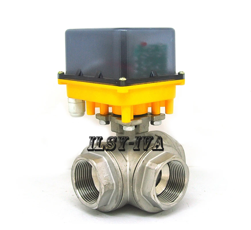 

Three-way AC12V/24V/220V motorized ball valve,DN32 Stainless steel electric ball valve