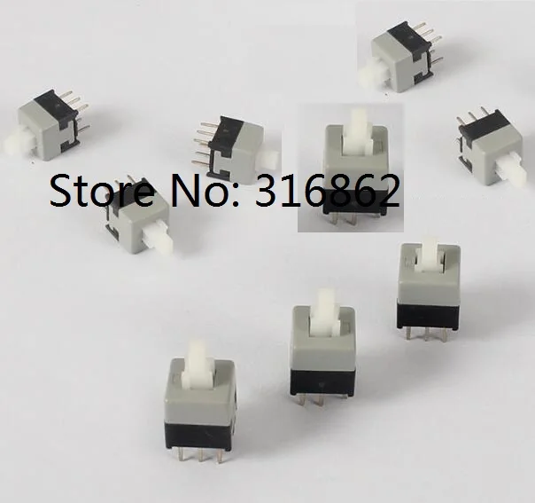 20pcs/lot 8.5X8.5 mm 8.5 * 8.5 mm self locking switch button dip switch 6 pins touch button key switch attacked