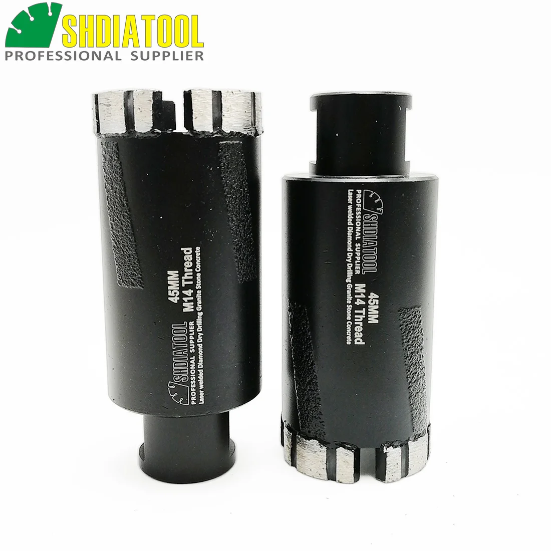 SHDIATOOL 2pcs M14 45mm Laser Welded Diamond Dry Drilling Core Bits With Side Protection Hole Saw Hard Granite Marble Drill Bit