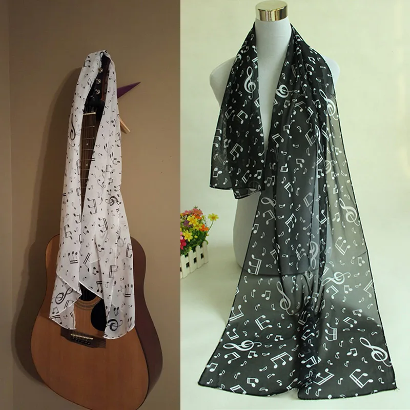 Newly ACC Shawl Wrap Women Scarf Music Note Printed Lady Chiffon Silk Scarf Apparel & Accessories Fashion