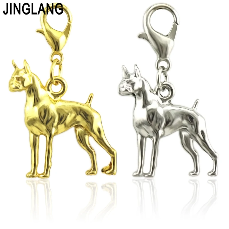 

JINGLANG Zinc Alloy Metal animal Plated Fashion Dog Dangle Charms Inlay For European Bracelet Jewelry Findin wholesale 50 Pieces