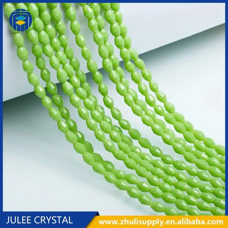 JuleeCrystal 4x6mm Oval Beads Wholesale Czech Faceted Colorful Glass Rice Beads for DIY Making