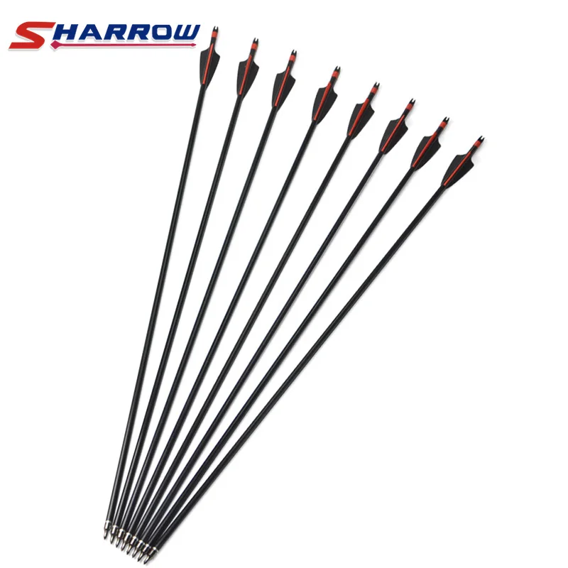 

Sharrow 31.5 inch Crossbow Bow Rubber Feather Fiberglass Arrow for Compound Bow and Recurve Bow Hunting