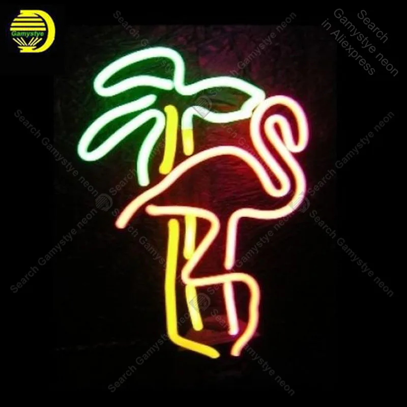 

Neon Sign for Retro Flamingo Palm neon Light Sign decorate Window Art Store Display Beer Sign Tubes Neon lights Pink Neon Lamps