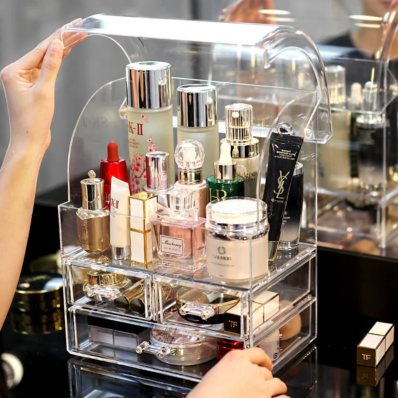 

Transparent Acrylic Makeup Organizer Storage Box Lipstick Storage Holder Make Up tool Holder Drawers Jewerly Storage box