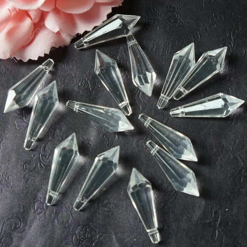 400pcs/lot 31mm icicle prism U drop Clear Acrylic Garland Strand Pendant Prisms DIY Wedding Part Decoration Supples Free Shippng