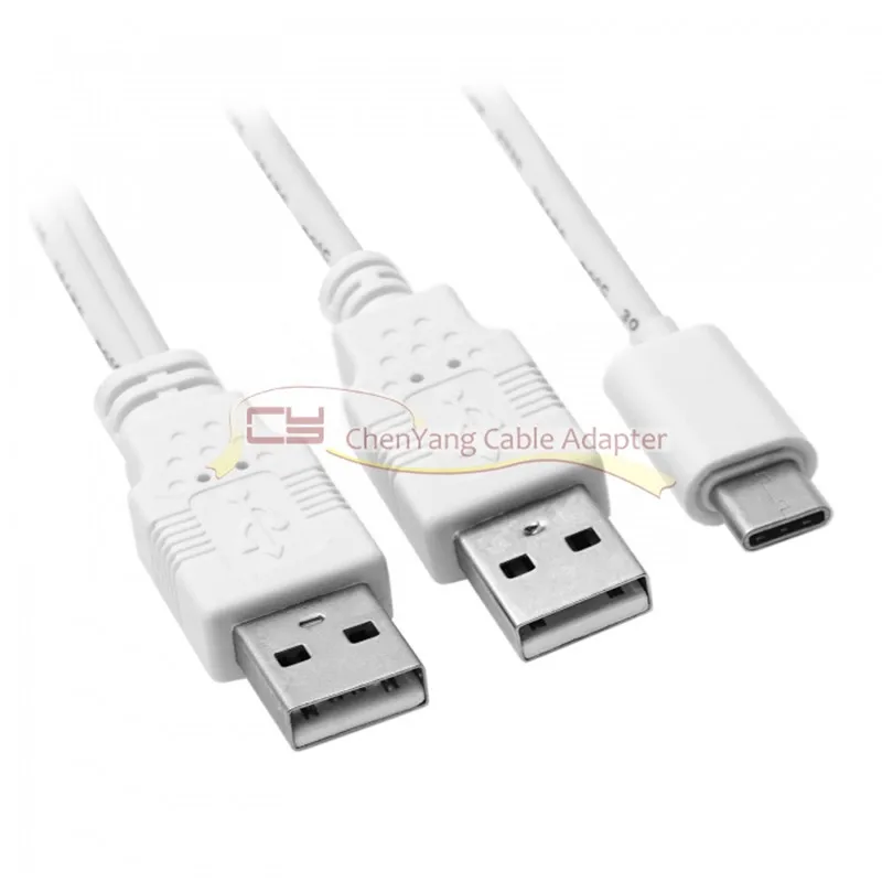 USB 3.1 Type C USB-C to Dual A Male Extra Power Data Y Cable for Cell Phone & Hard Disk