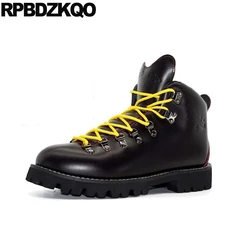 Autumn Booties Luxury 2024 Combat Non Slip Big Plus Size 46 47 Lace Up Full Grain Real Genuine Leather Boots Designer Men Shoes