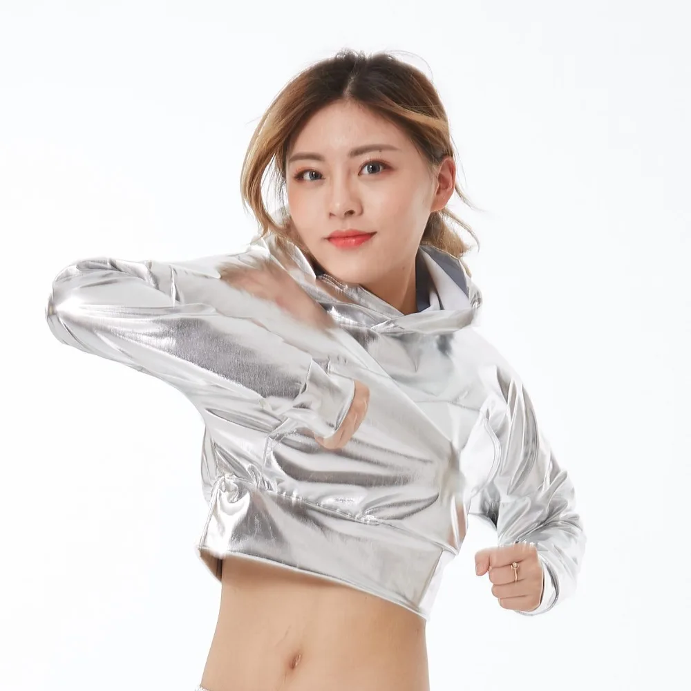 Wholesale Exclusive New Fashion 2021 Spring Summer Jazz Loose Thin Unisex Silver Shiny Top Performance Wear Dance Jackets