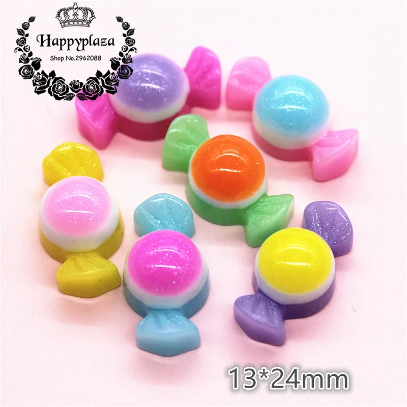 10pcs Resin New Arrival Gradual Color Sweet Candy Simulation Food Art Supply Decoration Charm Craft,13*24mm