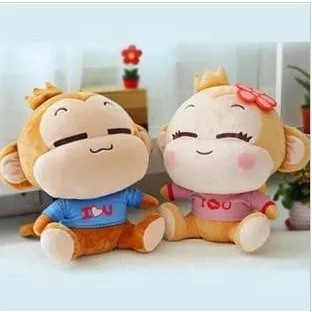 a pair cartoon yoyo and cici lovers monkey plush toys baby toy gift about 18cm 0015