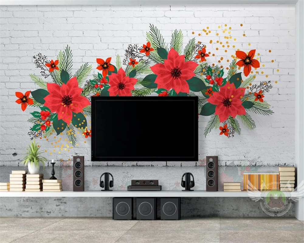 

Beibehang Custom Wallpaper 3d brick wall flower flower background wall murals home decoration 3d wallpaper mural papel de parede