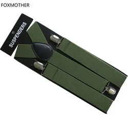 FOXMOTHER-Tirantes ajustables para hombre, 3,5 cm de ancho, Color verde militar, liso