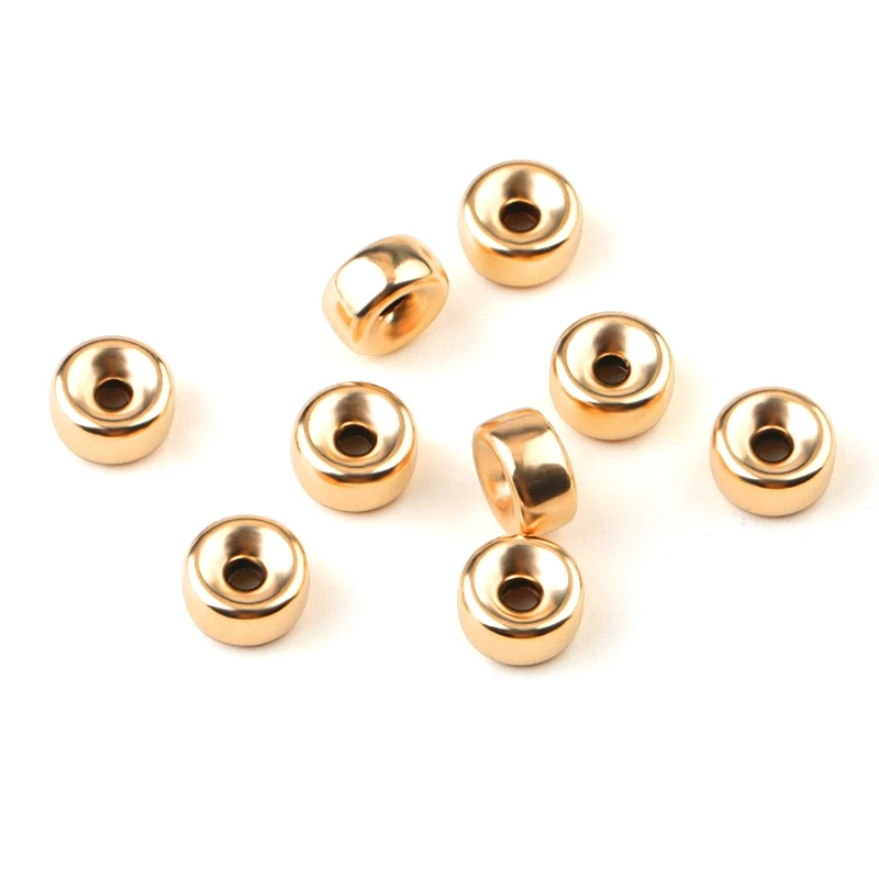 One piece 3-8mm Gold Color Round Beads Gold Plated Spacer Beads Smooth Wheel Beads for DIY Bracelet Making Jewelry Findings