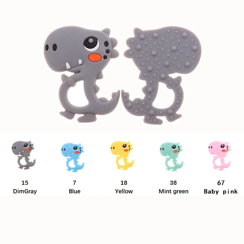 Bpa Free 10pc Cute Dinosaur Silicone Baby Teether Pendant Teething Necklace Koala Dragon Food Grade Nursing Gift Unicorn Raccoon